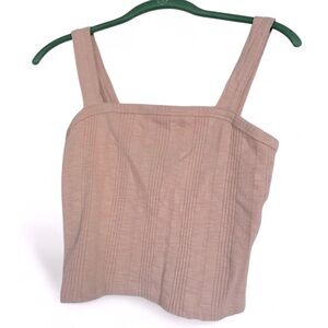 American Eagle Light Pink Ribbed Square Neck Tank Top Cami Size Medium